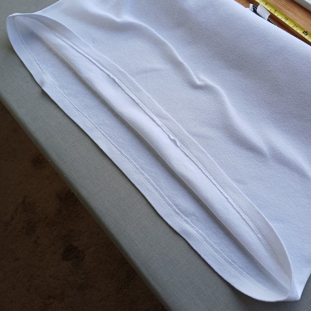 Kleids Classic White Tank Top OS Large rhinestone scoop neck seamless cotton vtg - Picture 11 of 11